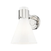 Innovations Lawton Cone 1Lt 8" Sconce, PN/Gloss White - 464-1W-PN-G464C-7GW