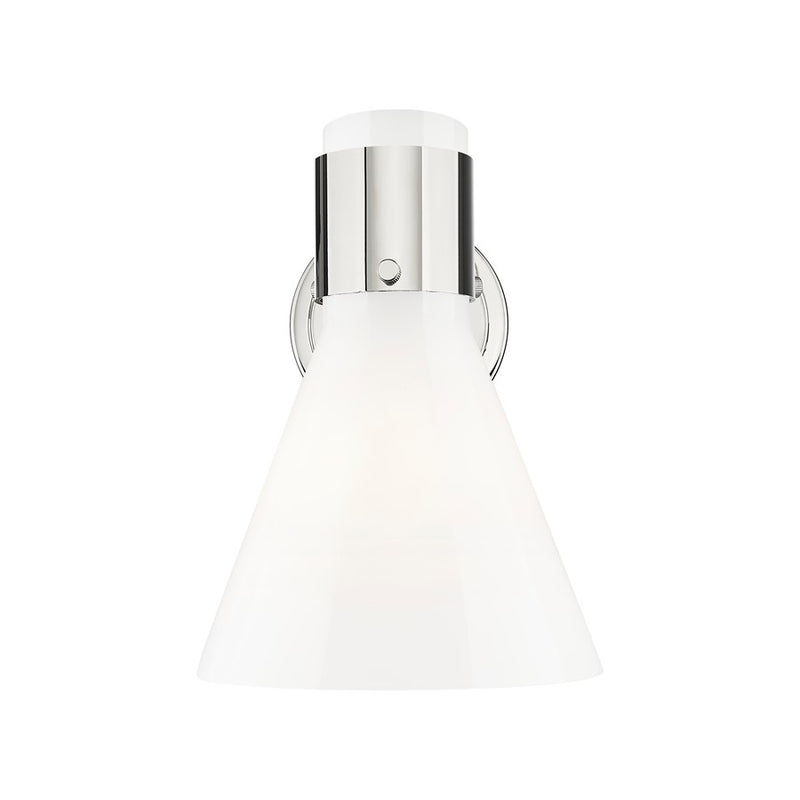 Innovations Lawton Cone 1Lt 8" Sconce, Polished Nickel/Gloss White