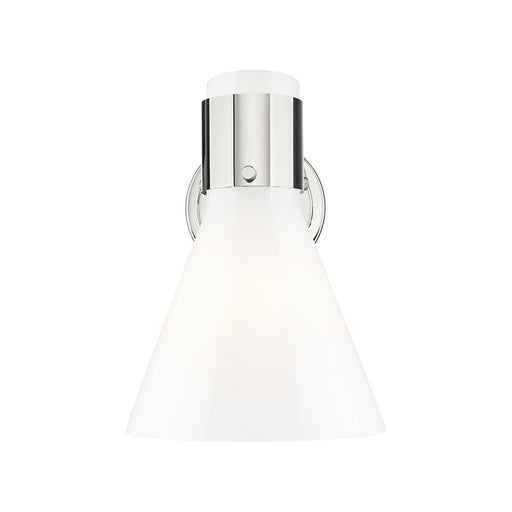 Innovations Lawton Cone 1Lt 8" Sconce, Polished Nickel/Gloss White