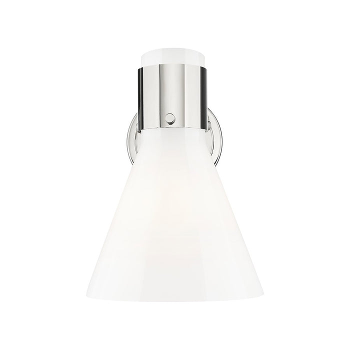 Innovations Lawton Cone 1Lt 8" Sconce, Polished Nickel/Gloss White