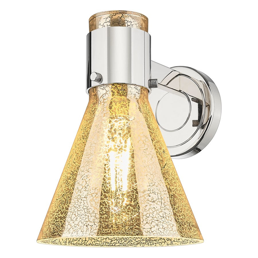 Innovations Lawton Cone 8" Wall Sconce, PN/Merc - 464-1W-PN-G464C-7ME