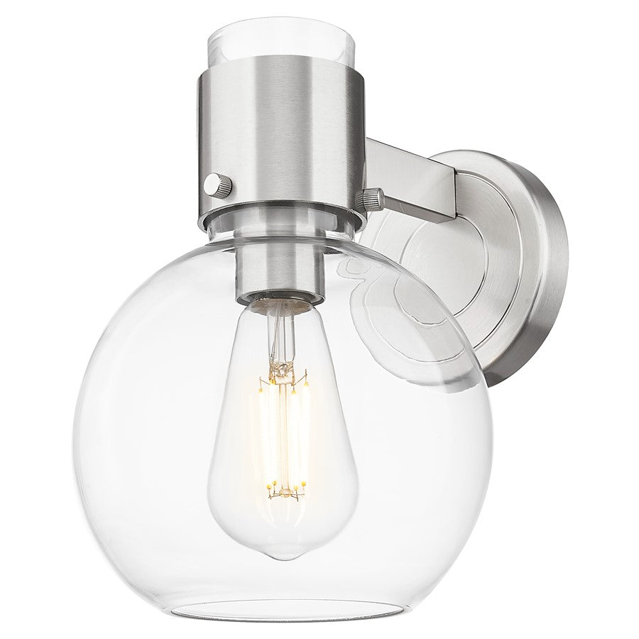 Innovations Lawton Sphere 8" Wall Sconce, SN/Clear - 464-1W-SN-G464B-7CL