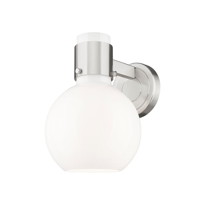 Innovations Lawton Sphere 1Lt 8" Sconce, SN/Gloss White - 464-1W-SN-G464B-7GW