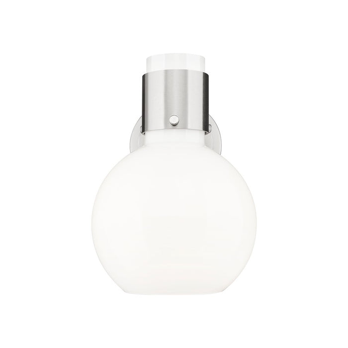 Innovations Lawton Sphere 1Lt 8" Sconce, Satin Nickel/Gloss White