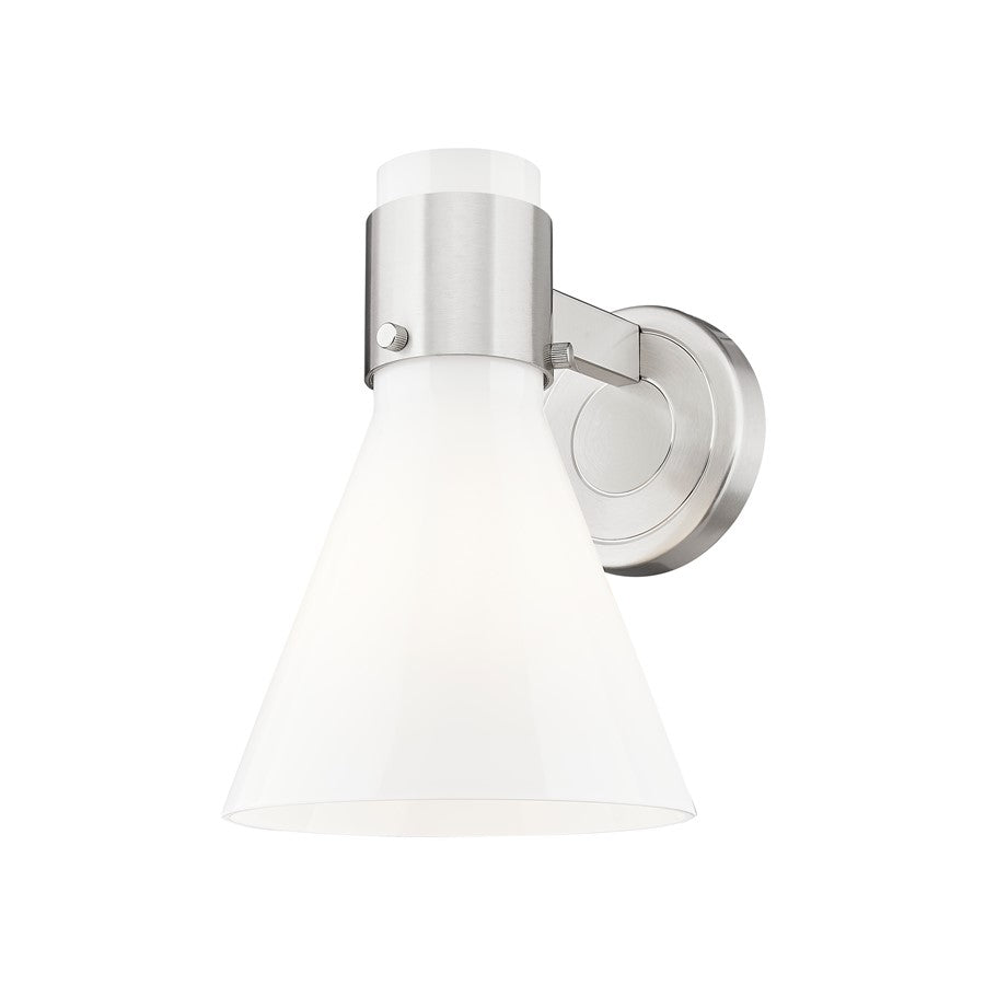 Innovations Lawton Cone 1Lt 8" Sconce, SN/Gloss White - 464-1W-SN-G464C-7GW