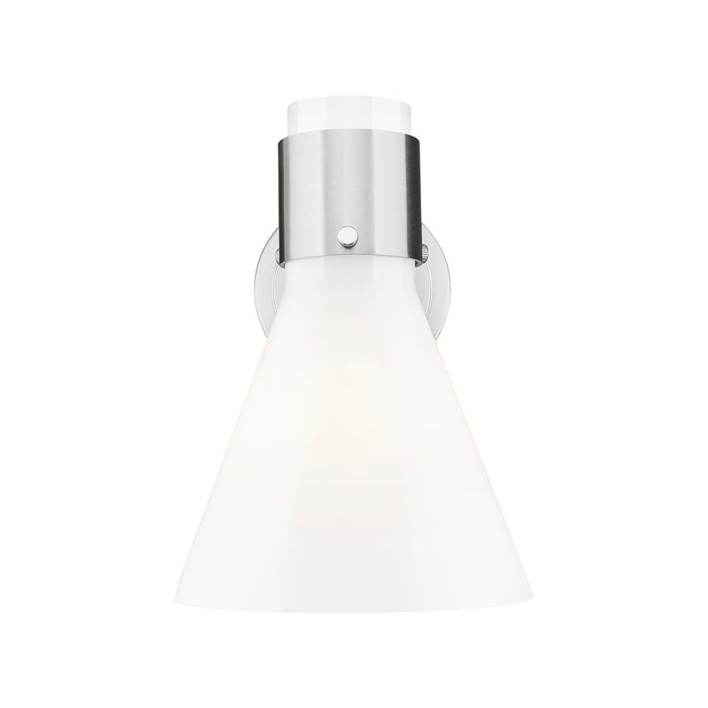Innovations Lawton Cone 1Lt 8" Sconce, Satin Nickel/Gloss White