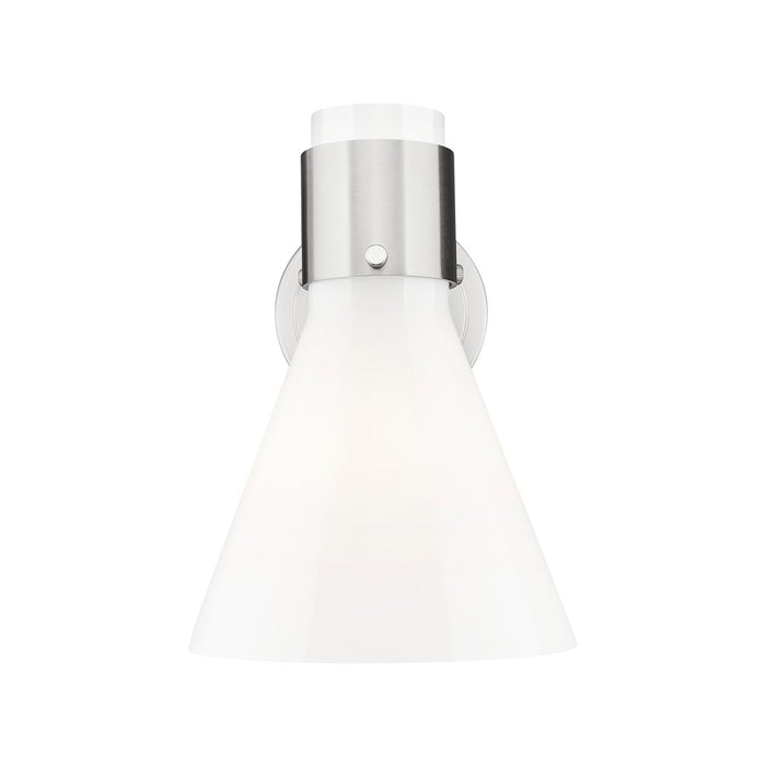 Innovations Lawton Cone 1Lt 8" Sconce, Satin Nickel/Gloss White