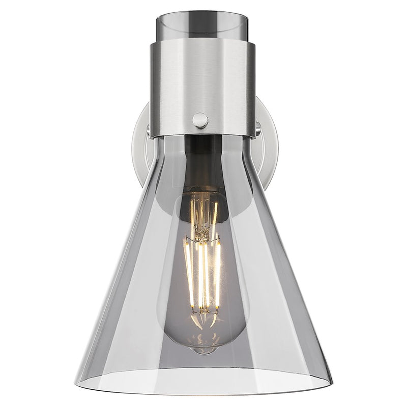 Innovations Lawton Cone 8" Wall Sconce, Satin Nickel/Smoke
