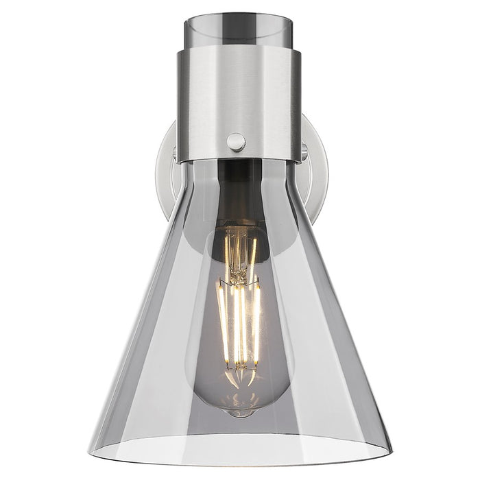 Innovations Lawton Cone 8" Wall Sconce, Satin Nickel/Smoke