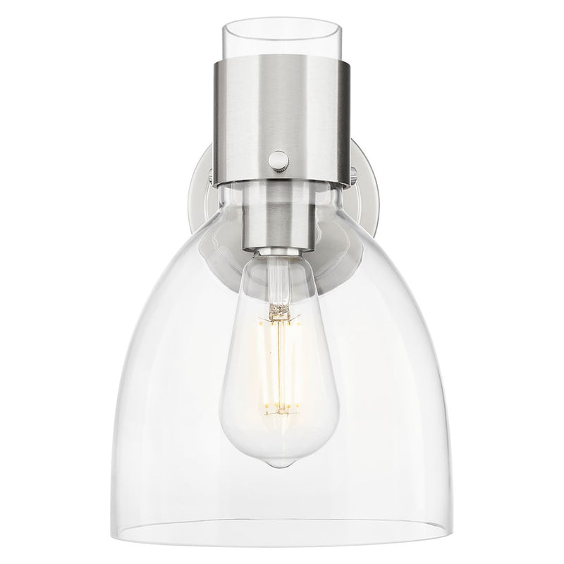 Innovations Lawton Bell 8" Wall Sconce, Satin Nickel/Clear