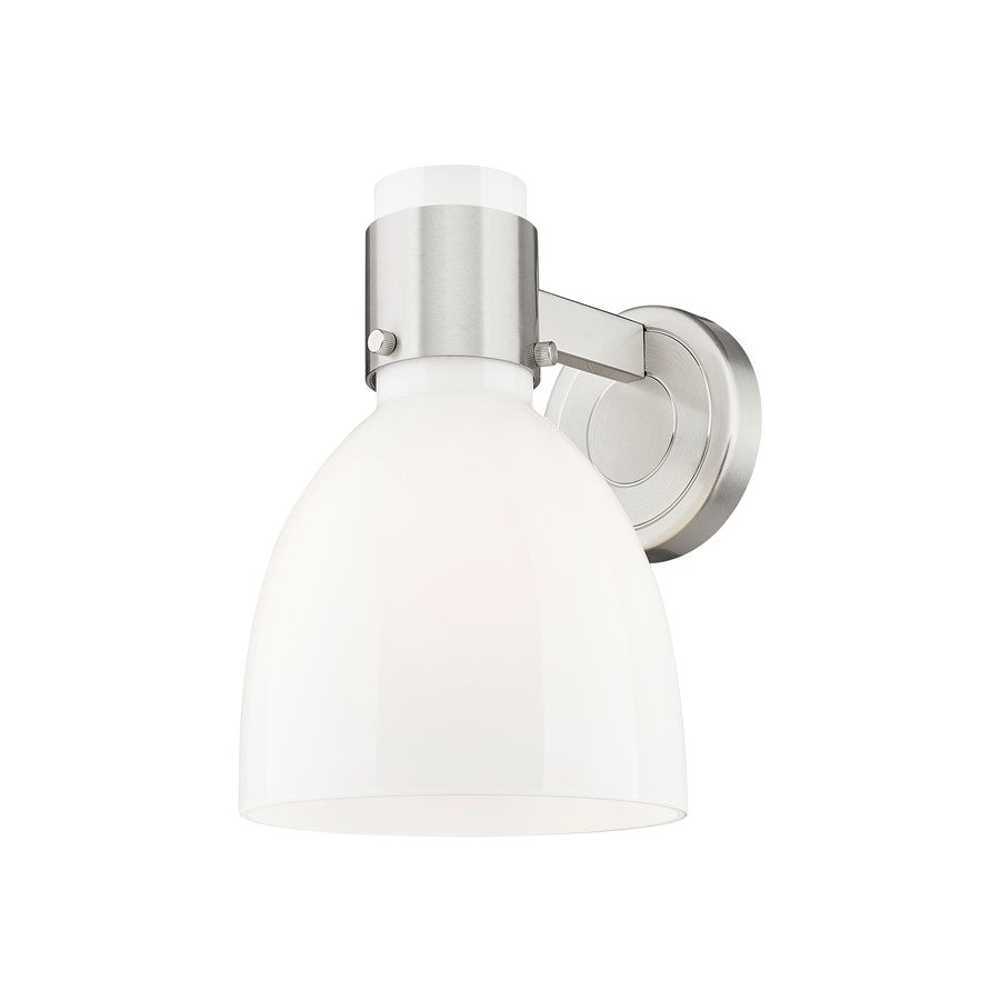 Innovations Lawton Bell 1Lt 8" Sconce, SN/Gloss White - 464-1W-SN-G464D-7GW