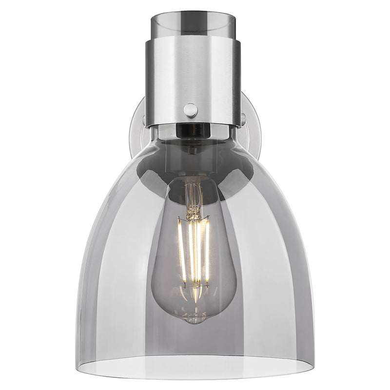 Innovations Lawton Bell 8" Wall Sconce, Satin Nickel/Smoke