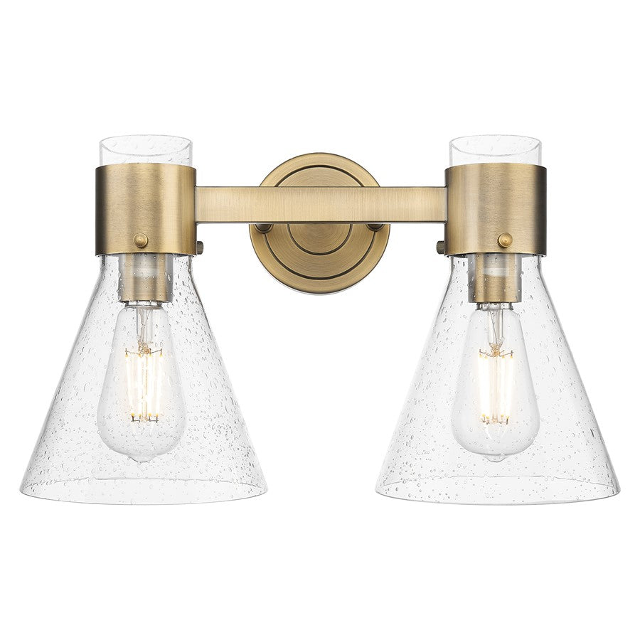 Innovations Lawton Cone 2Lt 16" Bath, Brushed Brass/Seedy - 464-2W-BB-G464C-7SDY