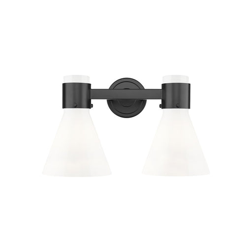 Innovations Lawton Cone 2Lt 16" Bath Light, Black/White - 464-2W-BK-G464C-7GW