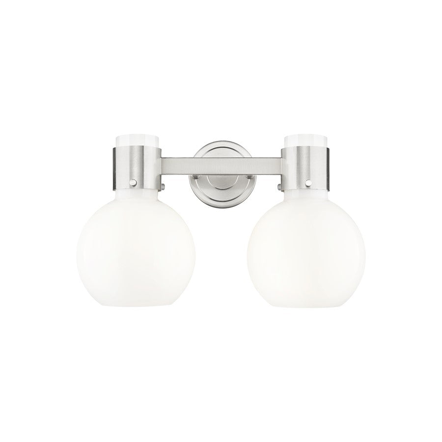 Innovations Lawton Sphere 2Lt 16" Bath, SN/Gloss White - 464-2W-SN-G464B-7GW