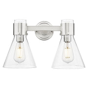 Innovations Lawton Cone 2Lt 16" Bath, Satin Nickel/Clear - 464-2W-SN-G464C-7CL