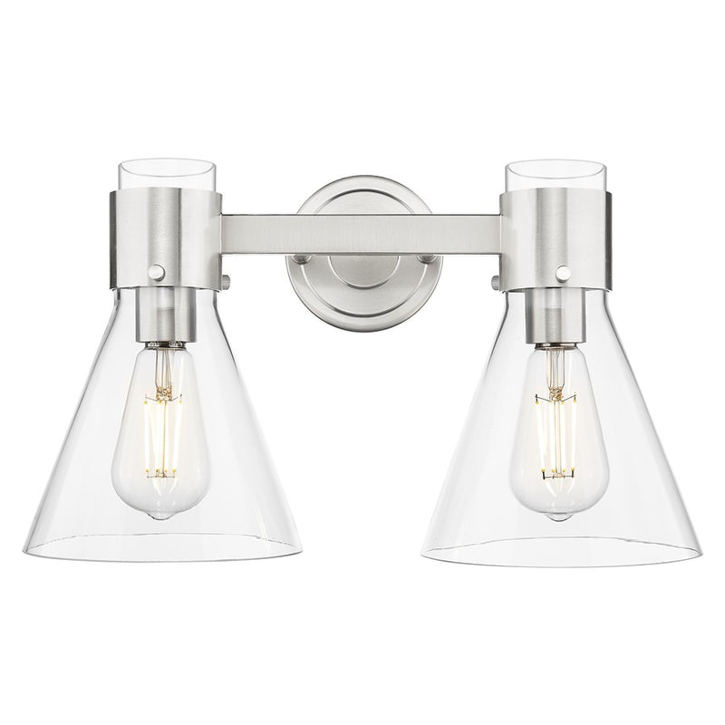 Innovations Lawton Cone 2Lt 16" Bath, Satin Nickel/Clear - 464-2W-SN-G464C-7CL