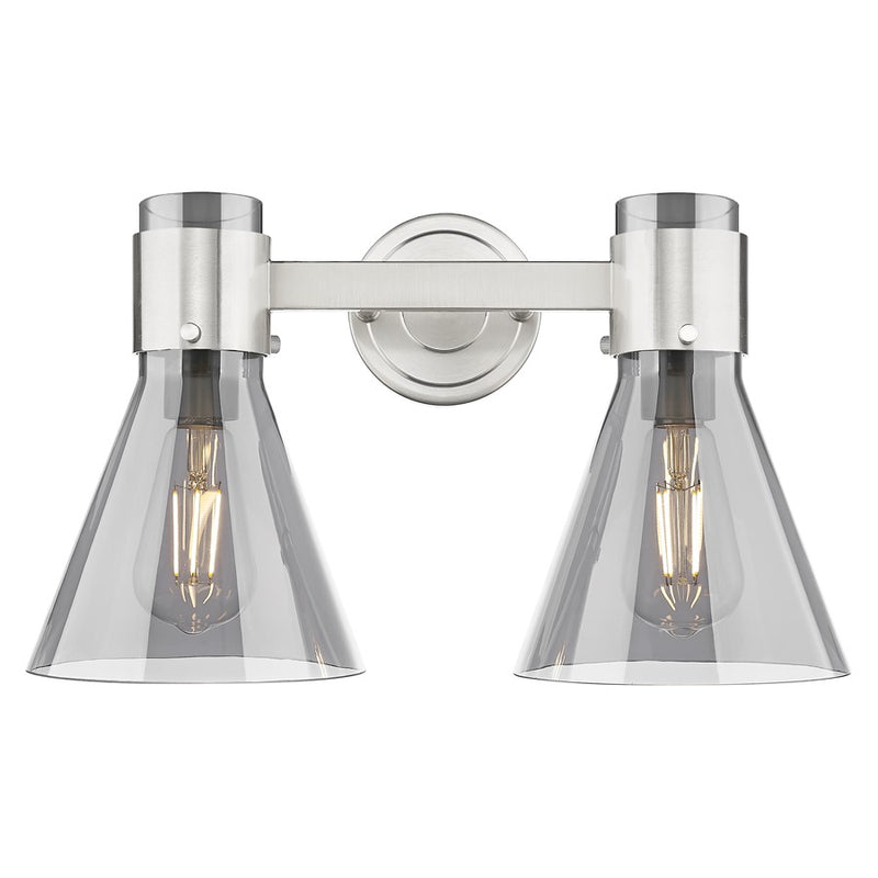 Innovations Lawton Cone 2Lt 16" Bath, Satin Nickel/Smoke - 464-2W-SN-G464C-7SM
