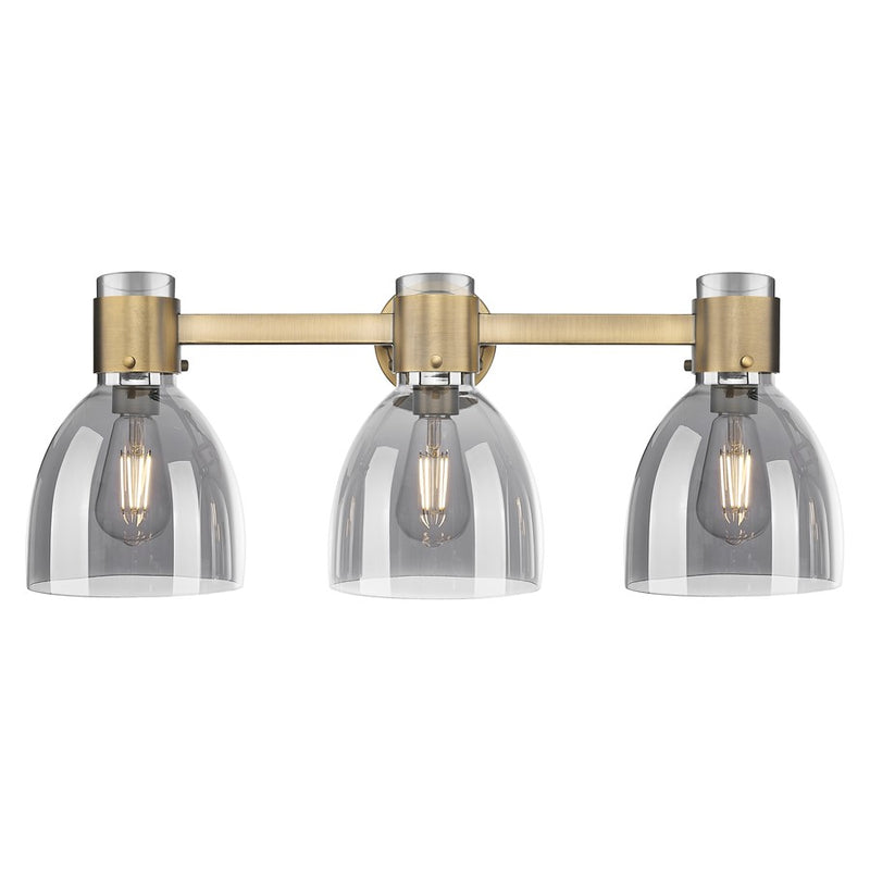 Innovations Lawton Bell 3Lt 24" Bath, Brushed Brass/Smoke - 464-3W-BB-G464D-7SM