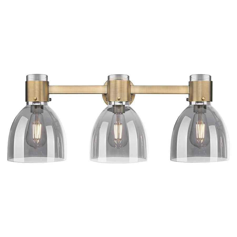 Innovations Lawton Bell 3Lt 24" Bath, Brushed Brass/Smoke - 464-3W-BB-G464D-7SM