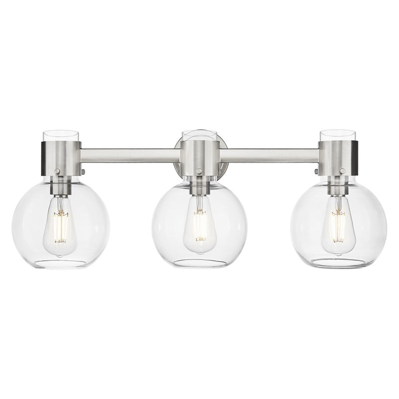 Innovations Lawton Sphere 3Lt 24" Bath, Satin Nickel/Clear - 464-3W-SN-G464B-7CL
