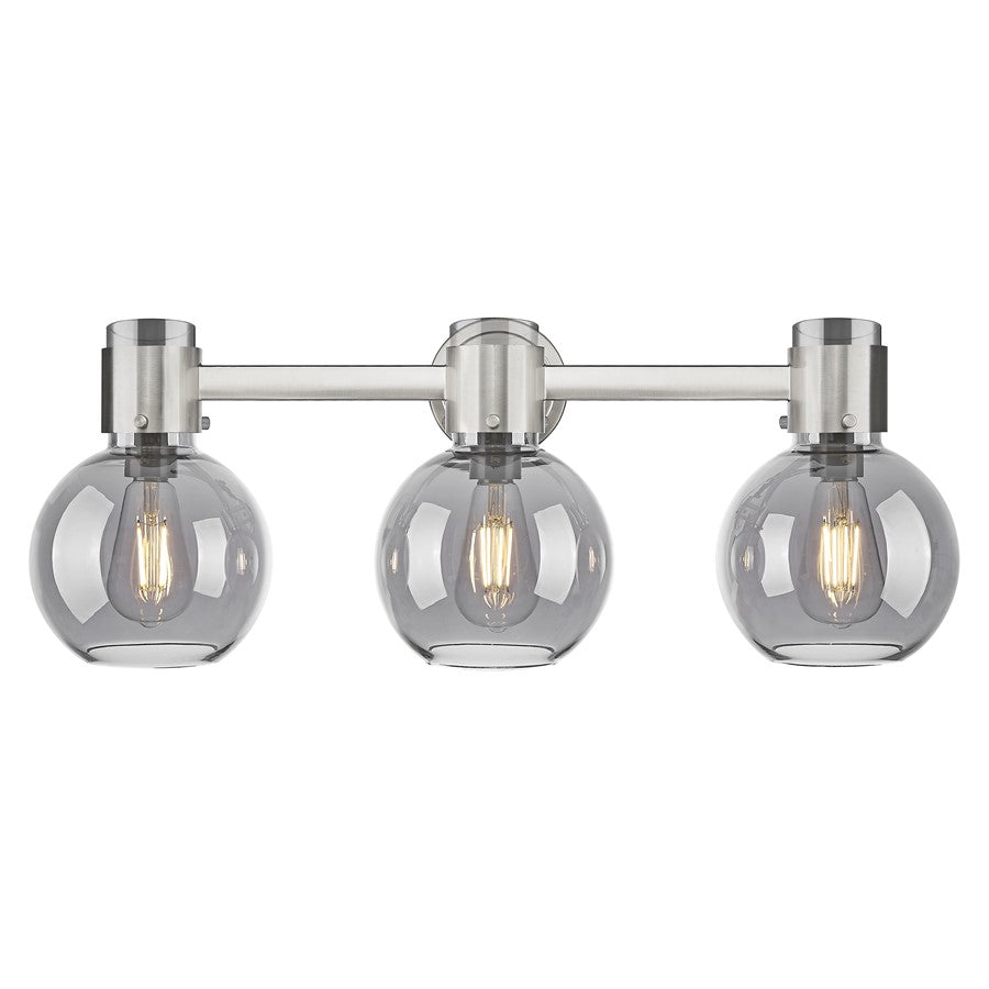 Innovations Lawton Sphere 3Lt 24" Bath, Satin Nickel/Smoke - 464-3W-SN-G464B-7SM