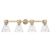 Innovations Lawton Cone 4Lt 34" Bath, Brushed Brass/Clear - 464-4W-BB-G464C-7CL