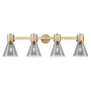 Innovations Lawton Cone 4Lt 34" Bath, Brushed Brass/Smoke - 464-4W-BB-G464C-7SM