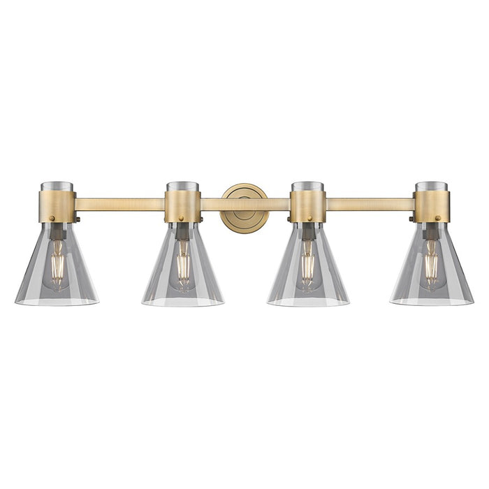 Innovations Lawton Cone 4Lt 34" Bath, Brushed Brass/Smoke - 464-4W-BB-G464C-7SM