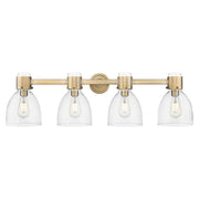 Innovations Lawton Bell 4Lt 34" Bath, Brushed Brass/Clear - 464-4W-BB-G464D-7CL
