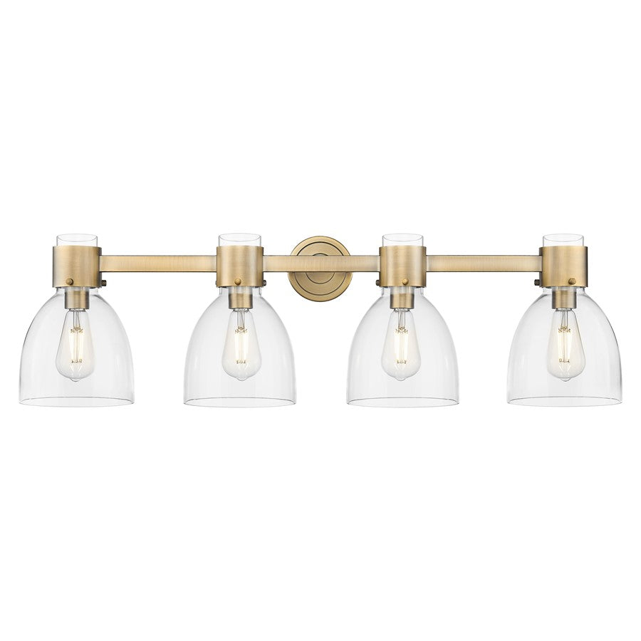 Innovations Lawton Bell 4Lt 34" Bath, Brushed Brass/Clear - 464-4W-BB-G464D-7CL