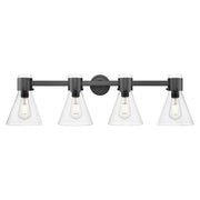 Innovations Lawton Cone 4Lt 34" Bath, Black/Clear - 464-4W-BK-G464C-7CL