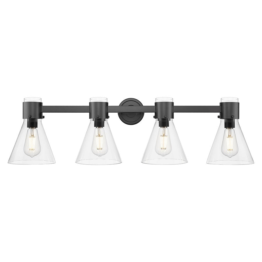 Innovations Lawton Cone 4Lt 34" Bath, Black/Clear - 464-4W-BK-G464C-7CL