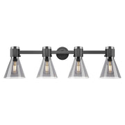 Innovations Lawton Cone 4Lt 34" Bath, Black/Smoke - 464-4W-BK-G464C-7SM