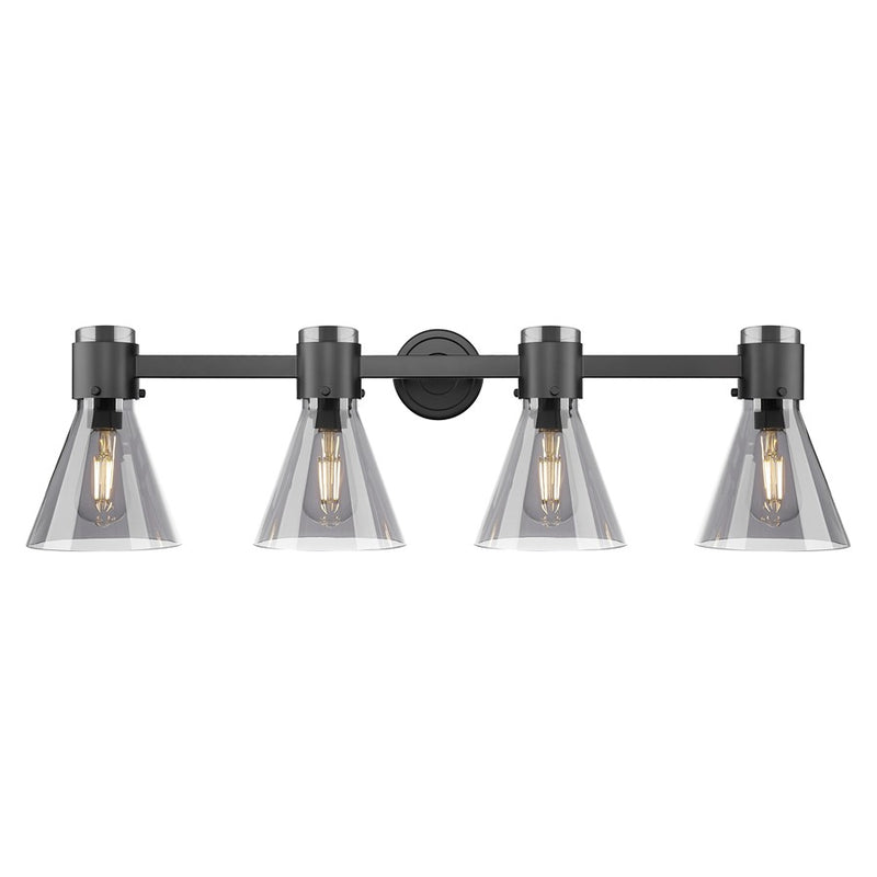 Innovations Lawton Cone 4Lt 34" Bath, Black/Smoke - 464-4W-BK-G464C-7SM