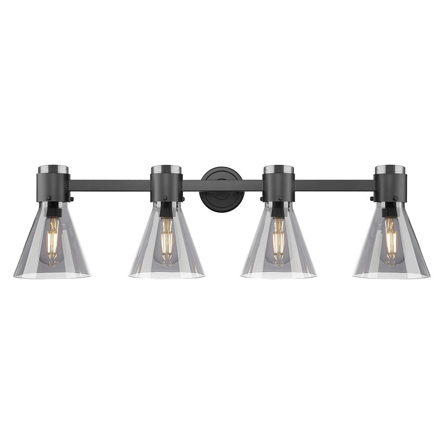 Innovations Lawton Cone 4Lt 34" Bath, Black/Smoke - 464-4W-BK-G464C-7SM