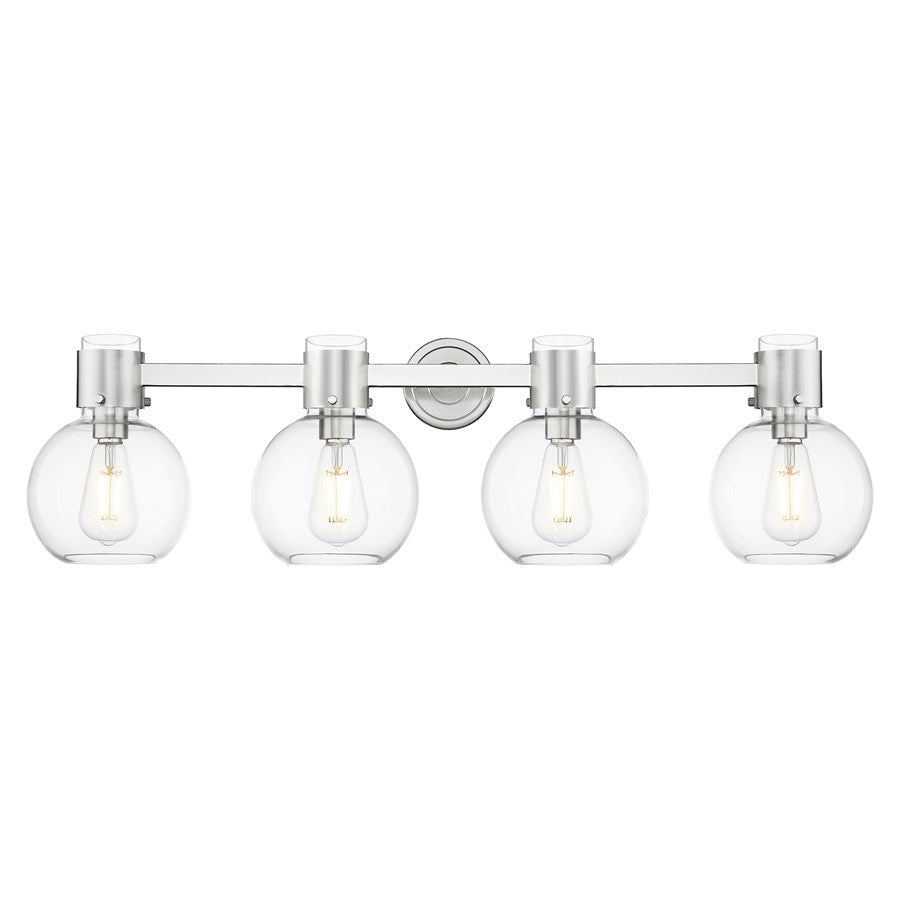 Innovations Lawton Sphere 4Lt 34" Bath, Satin Nickel/Clear - 464-4W-SN-G464B-7CL