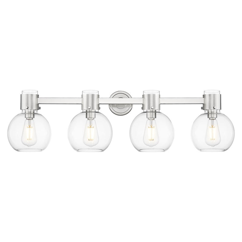 Innovations Lawton Sphere 4Lt 34" Bath, Satin Nickel/Clear