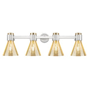 Innovations Lawton Cone 4Lt 34" Bath, Satin Nickel/Mercury - 464-4W-SN-G464C-7ME