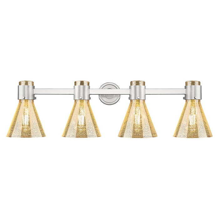 Innovations Lawton Cone 4Lt 34" Bath, Satin Nickel/Mercury - 464-4W-SN-G464C-7ME