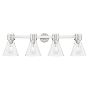 Innovations Lawton Cone 4Lt 34" Bath, Satin Nickel/Seedy - 464-4W-SN-G464C-7SDY