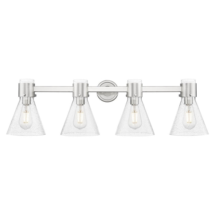 Innovations Lawton Cone 4Lt 34" Bath, Satin Nickel/Seedy - 464-4W-SN-G464C-7SDY