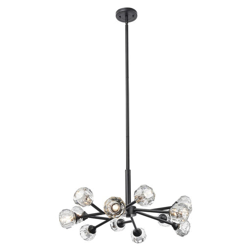 Innovations Aurora 12Lt 24" Stem Chandelier, Black/Clear - 465-12CR-BK-G465-CL