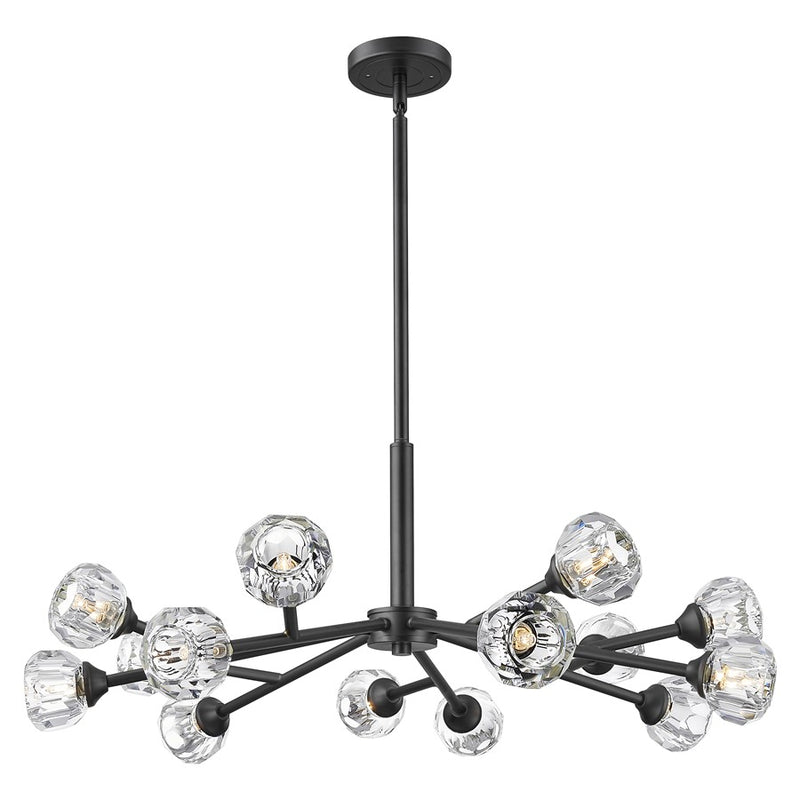 Innovations Aurora 14Lt 28" Chandelier, Black/Clear Glass - 465-14CR-BK-G465-CL