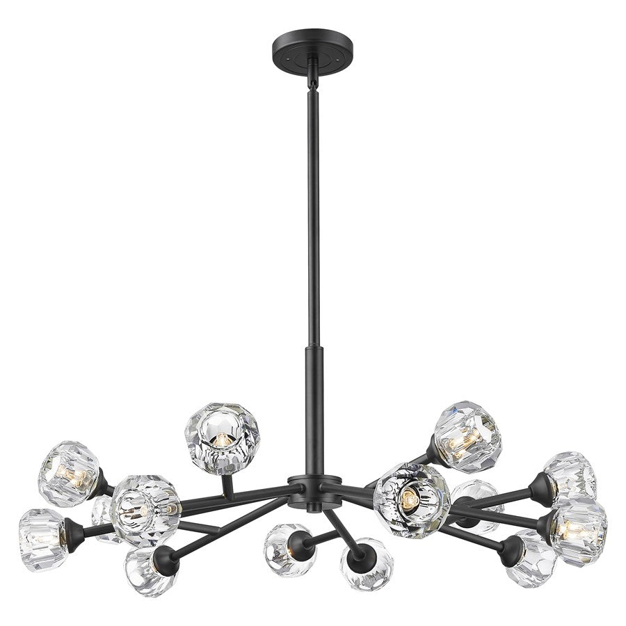 Innovations Aurora 14Lt 28" Chandelier, Black/Clear Glass - 465-14CR-BK-G465-CL