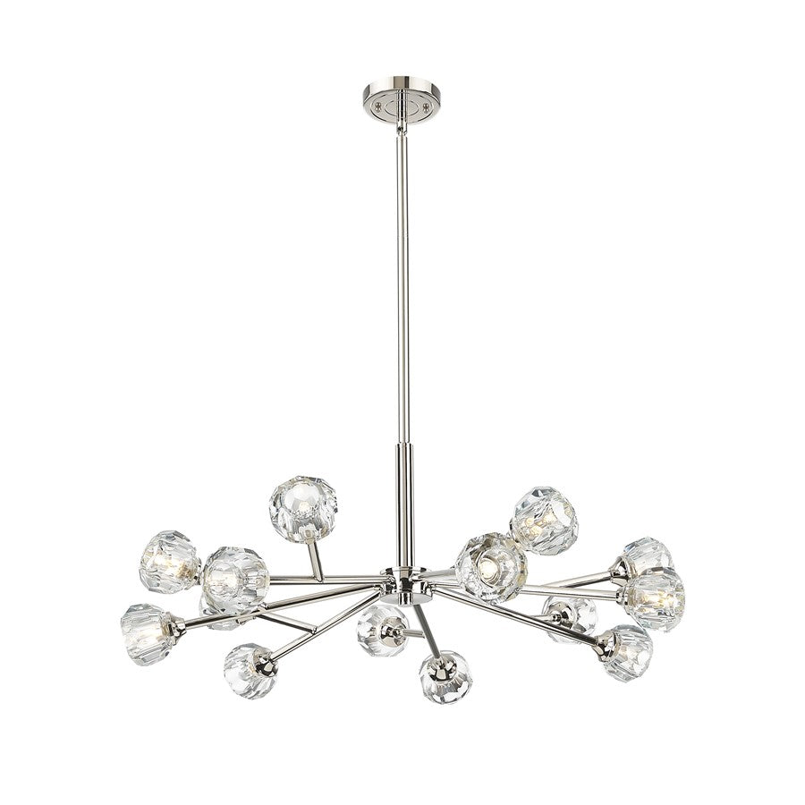 Innovations Aurora 14Lt 28" Chandelier, PN/Clear Glass - 465-14CR-PN-G465-CL