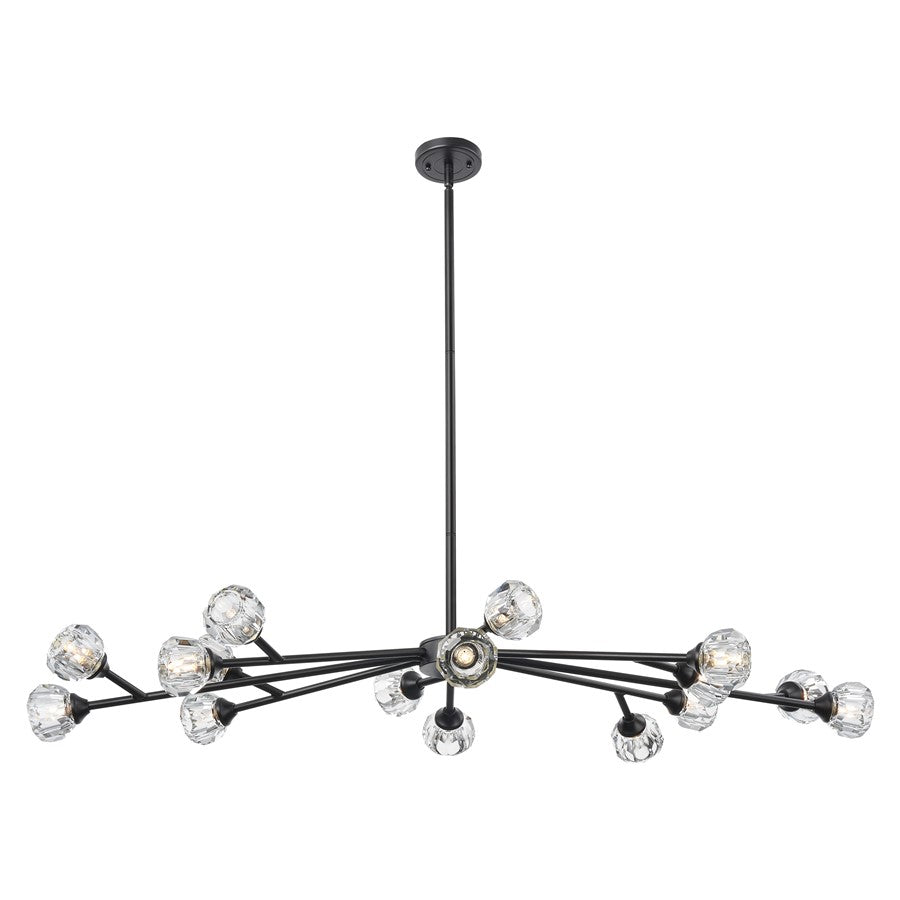 Innovations Aurora 16Lt 48" Chandelier, Black/Clear Glass - 465-16I-BK-G465-CL