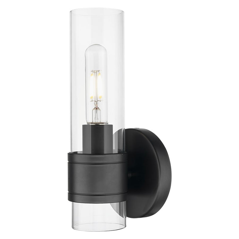Innovations Arden 1Lt 5" Wall Sconce, Black/Clear - 467-1W-BK-G467-CL