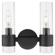 Innovations Arden 2Lt 14" Bath Vanity Light, Black/Clear - 467-2W-BK-G467-CL