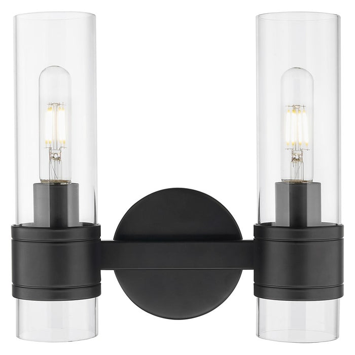 Innovations Arden 2Lt 14" Bath Vanity Light, Black/Clear - 467-2W-BK-G467-CL